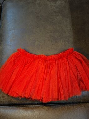 Bright Red Tulle Skirt for Kids - Elastic Waist